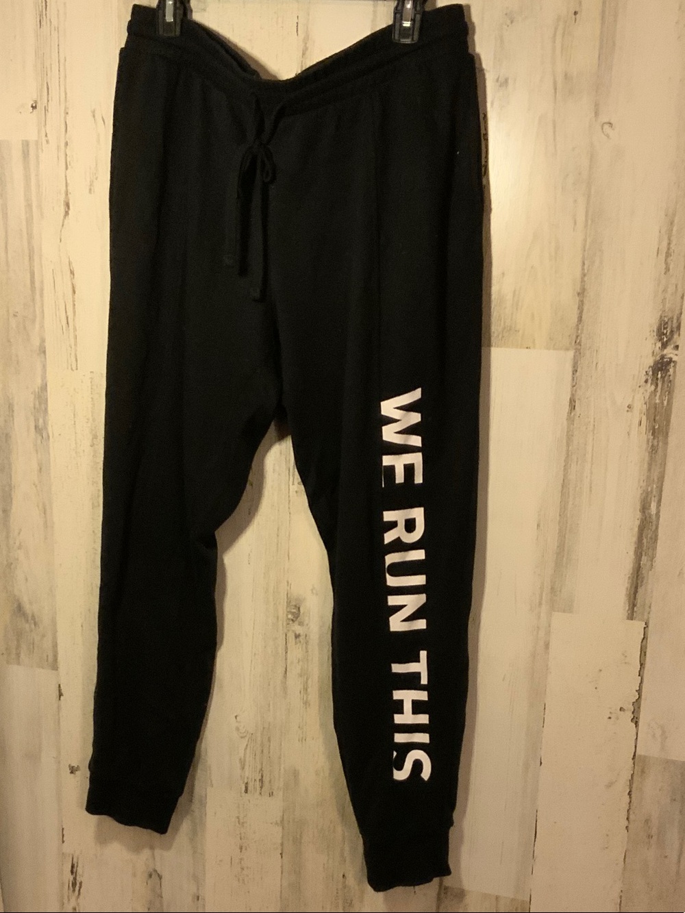 Garage Black Joggers with White 'WE RUN THIS' Side Print